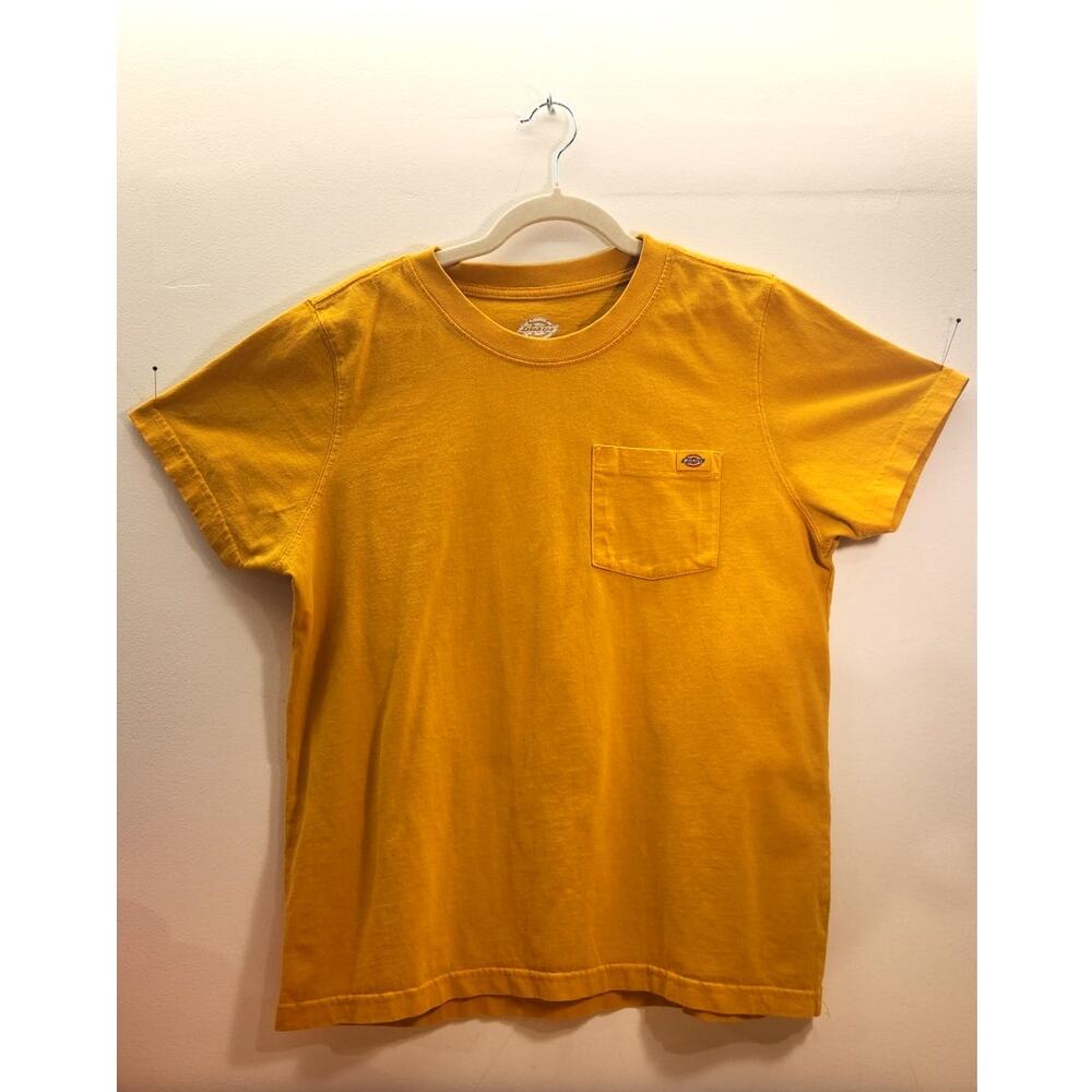 Dickies Heavyweight Short Sleeve Chest Pocket Size Large Yellow T-shirt
